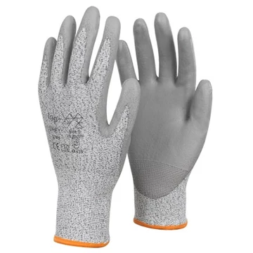 Védőkesztyű PU mártott kevertszálas vágásbiztos TOP GREY, szürke, 10
