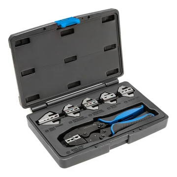 Krimpelő fogó készlet 220 mm cserélhető betétes, 7 részes, HÖGERT HT1P176 