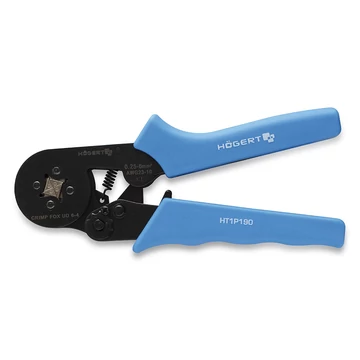 Érvéghüvely krimpelő fogó, racsnis, szigetelt saruhoz, 0,25-6  mm², HÖGERT HT1P190