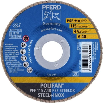 POLIFAN legyezőlapos csiszolókorong PFC 115 A40 PSF STEELOX