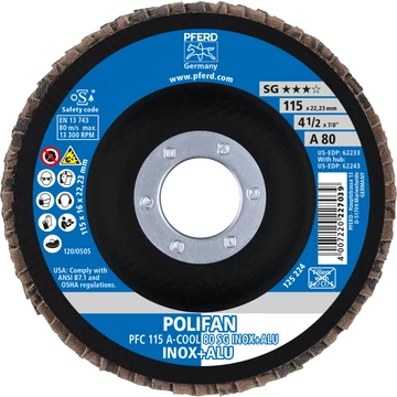 POLIFAN legyezőlapos csiszolókorong PFC 115 A-COOL 80 SG INOX+ALU
