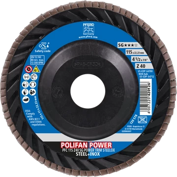 POLIFAN legyezőlapos csiszolókorong PFC 115 Z 40 SG POWER TRIM STEELOX