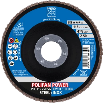 POLIFAN legyezőlapos csiszolókorong PFC 115 Z50 SG POWER STEELOX