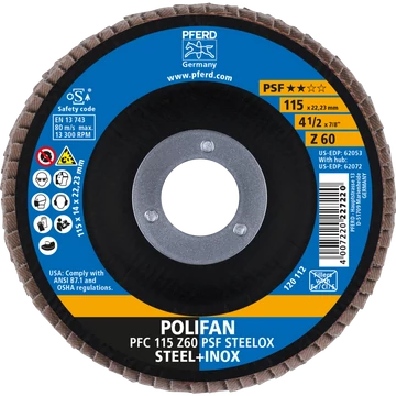 POLIFAN legyezőlapos csiszolókorong PFC 115 Z60 PSF STEELOX