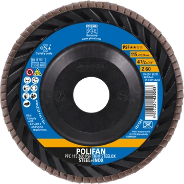 POLIFAN legyezőlapos csiszolókorong PFC 115 Z 60 PSF TRIM STEELOX