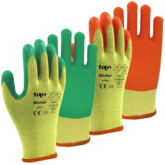 Kesztyű latex mártott kevertszálas TOP WINTER Y, sárga/fekete, XXL