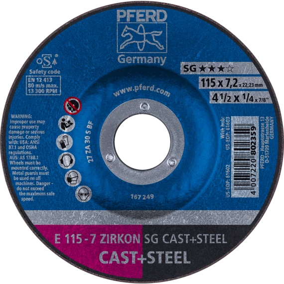 Tisztítókorong E 115-7 ZIRKON SG CAST+STEEL