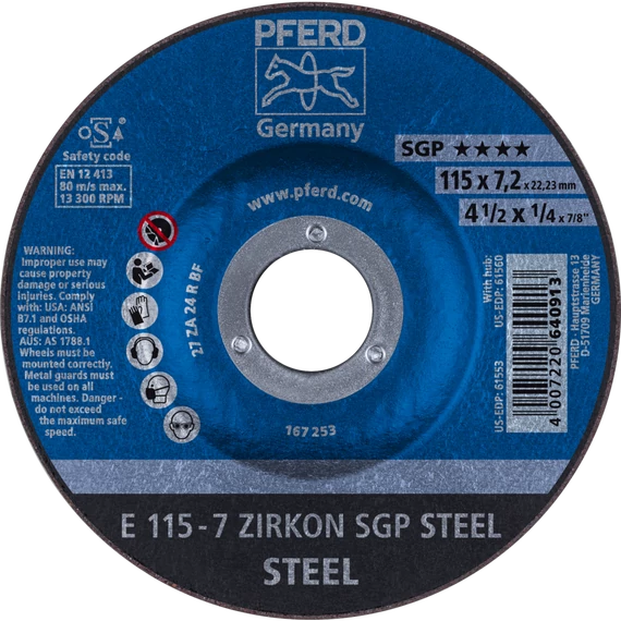 Tisztítókorong E 115-7 ZIRKON SGP STEEL