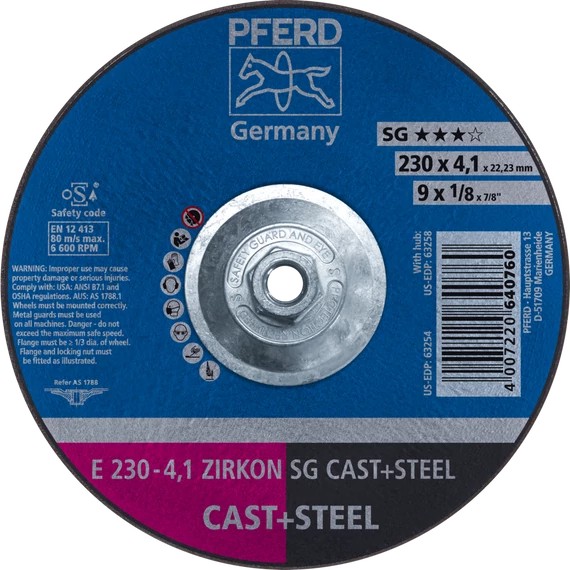 Tisztítókorong E 230-4,1 ZIRKON SG CAST+STEEL