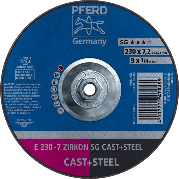 Tisztítókorong E 230-7 ZIRKON SG CAST+STEEL