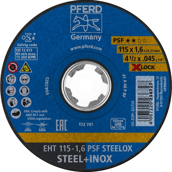 Vágókorong EHT 115-1,6 PSF STEELOX/X-LOCK
