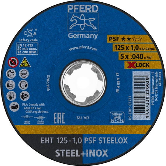 Vágókorong EHT 125-1,0 PSF STEELOX/X-LOCK (10)