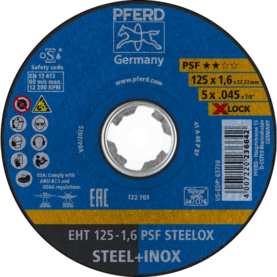 Vágókorong EHT 125-1,6 PSF STEELOX/X-LOCK