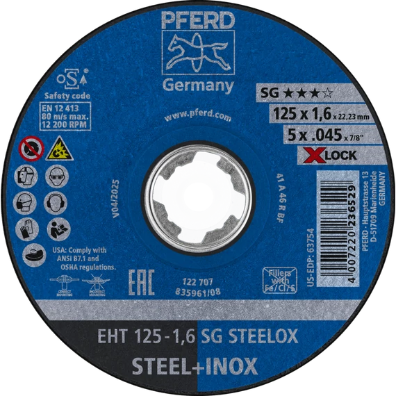 Vágókorong EHT 125-1,6 SG STEELOX/X-LOCK